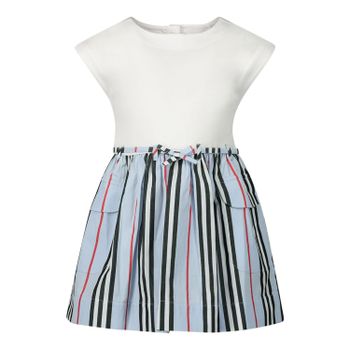 Burberry 8025046 babyjurkje wit/blauw Afbeelding van Burberry 8025046 babyjurkje wit/blauw