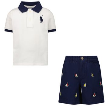 Ralph Lauren 320840884 babysetje wit/navy Afbeelding van Ralph Lauren 320840884 babysetje wit/navy