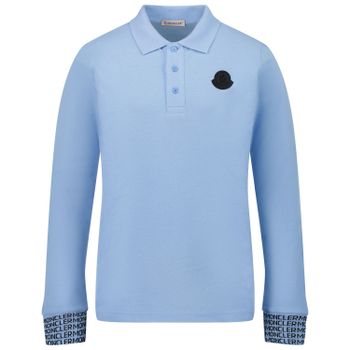 Moncler 8B71120 Kinder-Poloshirt Hellblau Bild von Moncler 8B71120 Kinder-Poloshirt Hellblau