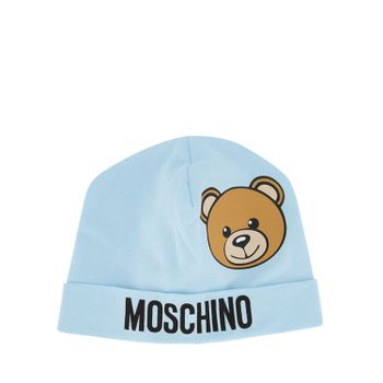 Moschino MQX031 babymutsje licht blauw Afbeelding van Moschino MQX031 babymutsje licht blauw