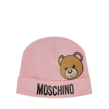Moschino MQX031 babymutsje licht roze Afbeelding van Moschino MQX031 babymutsje licht roze