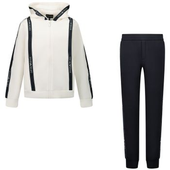 Armani 6H4V02 kinder joggingpak off white/navy Afbeelding van Armani 6H4V02 kinder joggingpak off white/navy