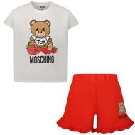 Afbeelding van Moschino HDG00E kindersetje wit/rood