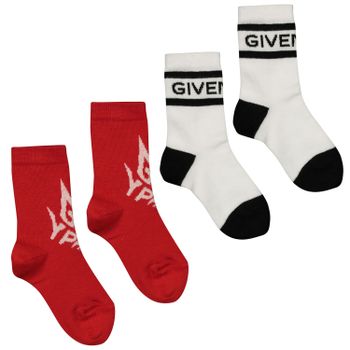 Givenchy H00037 babysokjes wit/rood Afbeelding van Givenchy H00037 babysokjes wit/rood