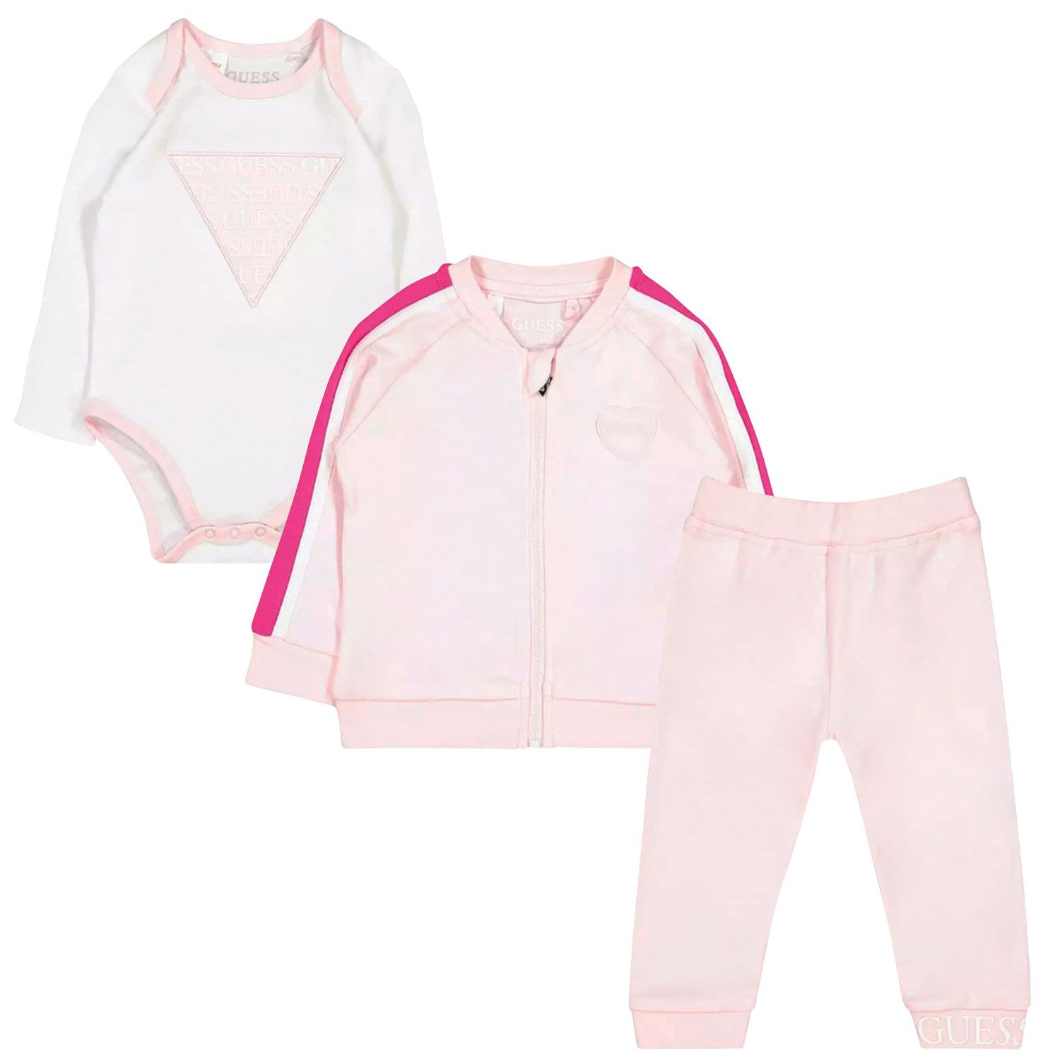 Picture of Guess H2RW01 KA6W0 baby sweatsuit light pink