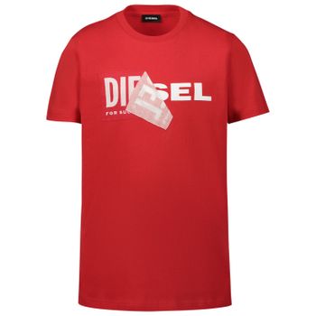 Diesel 00J3ZN kinder t-shirt rood Afbeelding van Diesel 00J3ZN kinder t-shirt rood