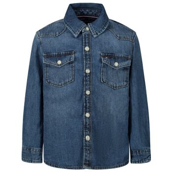 Tommy Hilfiger KB0KB05540 kinder overhemd jeans Afbeelding van Tommy Hilfiger KB0KB05540 kinder overhemd jeans