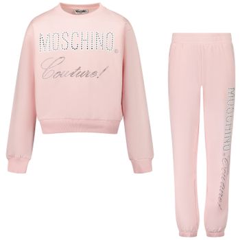 Moschino HDK028 kinder joggingpak licht roze Afbeelding van Moschino HDK028 kinder joggingpak licht roze