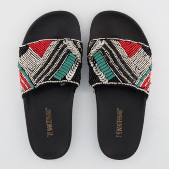 The White Brand L0360 dames slippers zwart/rood Afbeelding van The White Brand L0360 dames slippers zwart/rood
