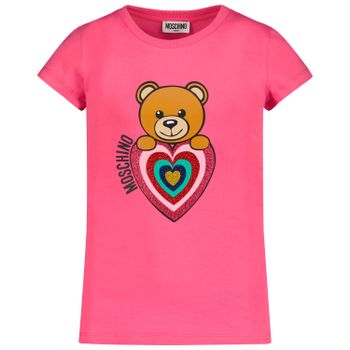 Moschino HHM042LBA11 kinder t-shirt fuchsia Afbeelding van Moschino HHM042LBA11 kinder t-shirt fuchsia