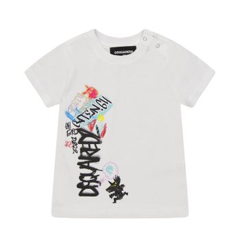 Dsquared2 DQ1296 baby t-shirt wit Afbeelding van Dsquared2 DQ1296 baby t-shirt wit