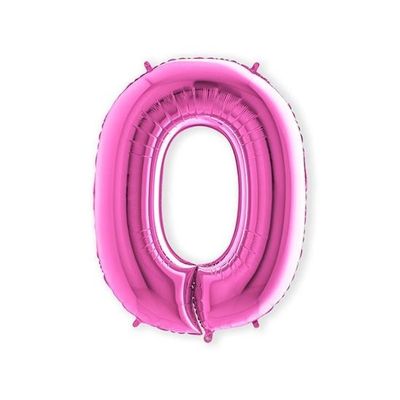 Foto van Folieballon cijfer 0 roze XL (100cm)