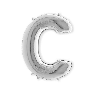 Folieballon letter C zilver XL (100cm)