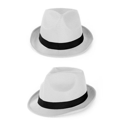 Foto van Witte hoed met zwarte band