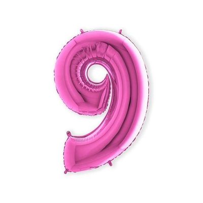Folieballon cijfer 9 roze XL (100cm)