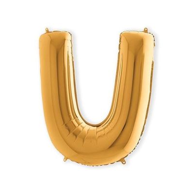 Folieballon letter U goud XL (100cm) (100cm)