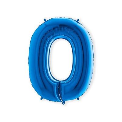 Folieballon cijfer 0 blauw XL (100cm)