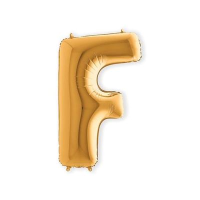 Folieballon letter F goud XL (100cm)