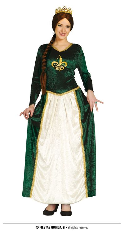 Groene middeleeuwse jurk koningin