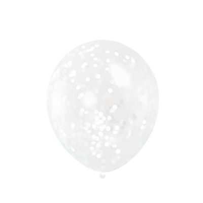 Foto van Confetti ballonnen wit 6 st (30 cm)