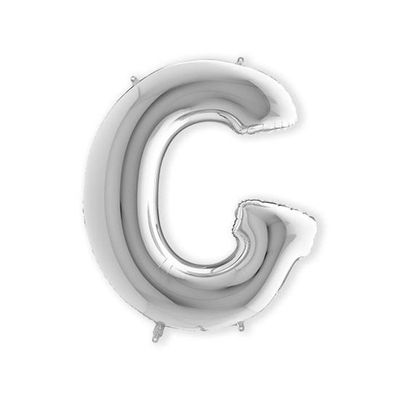 Folieballon letter G zilver XL (100cm)