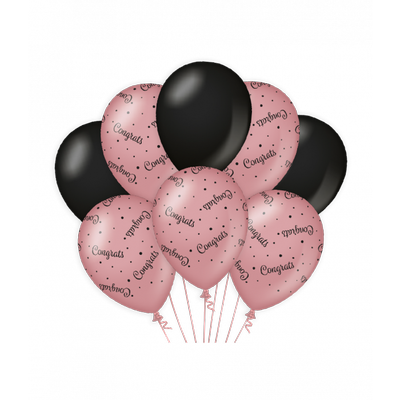 Ballonnen Congrats Roze/Zwart