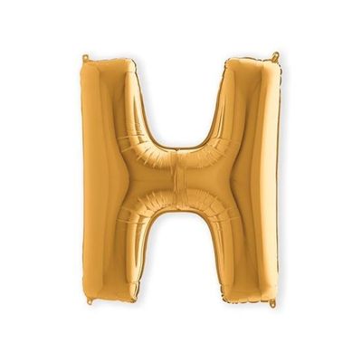 Folieballon letter H goud XL (100cm)