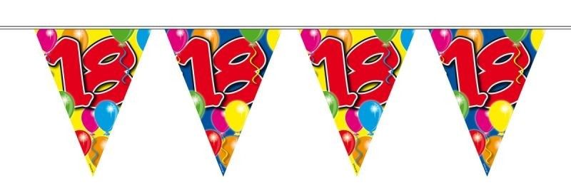Vlaggenlijn balloons 18 jaar 10M