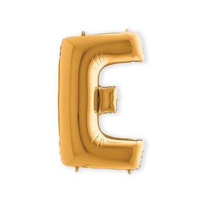 Folieballon letter E goud XL (100cm)