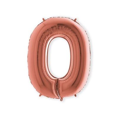 Folieballon cijfer 0 roségoud XL (100cm)
