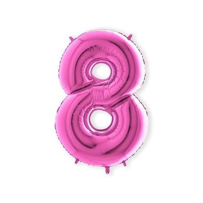 Folieballon cijfer 8 roze XL (100cm)