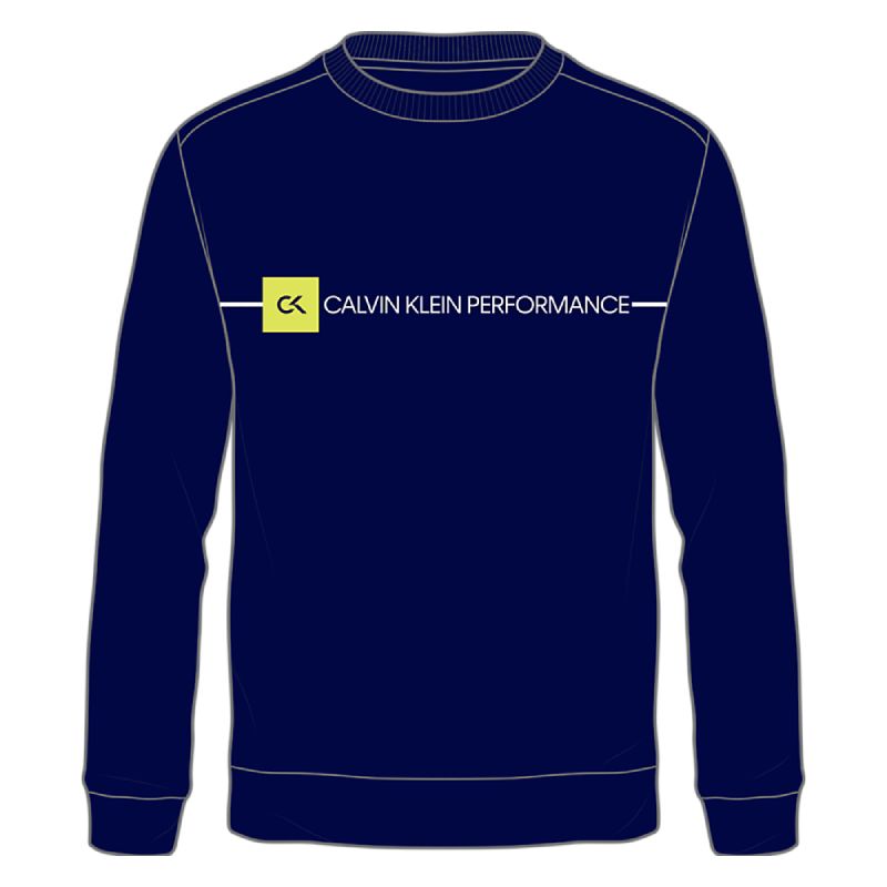 Calvin Klein Performance heren sweatshirt Knit pullover - blauw/geel/logo