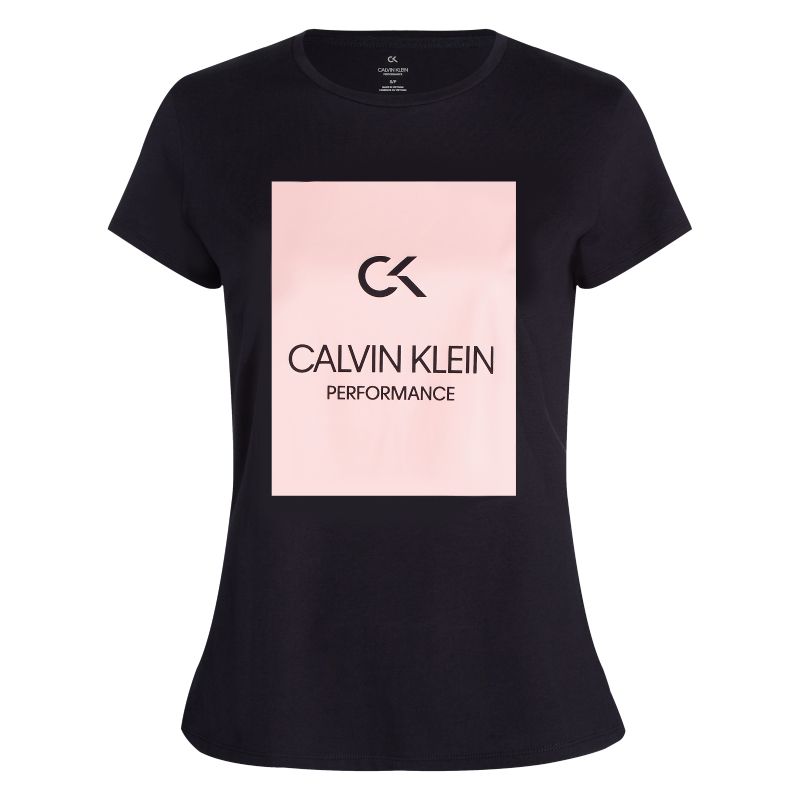Calvin Klein dames t-shirt Performance Billboard Logo - zwart/roze