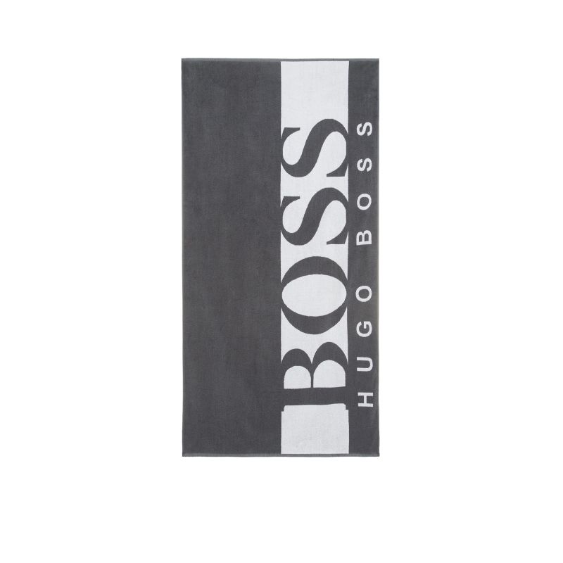 Hugo Boss handdoek strandlaken Towel - grijs/wit