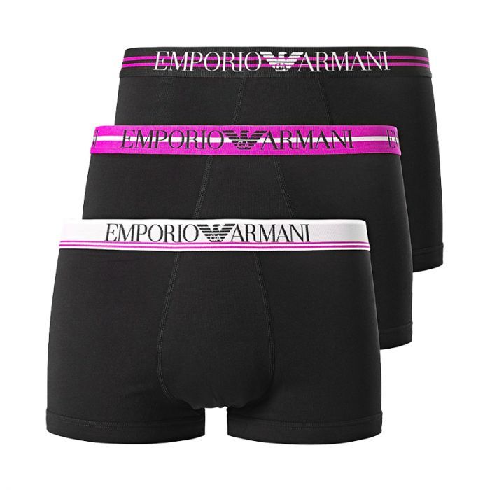Emporio Armani 3-pack boxershorts trunk zwart/roze