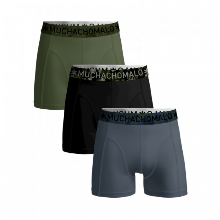 Muchachomalo 3-pack boxershorts solid - blauw/zwart/groen