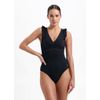 Afbeelding van Beachlife Black Embroidery ruches swimsuit