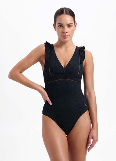 Foto van Beachlife Black Embroidery ruches swimsuit