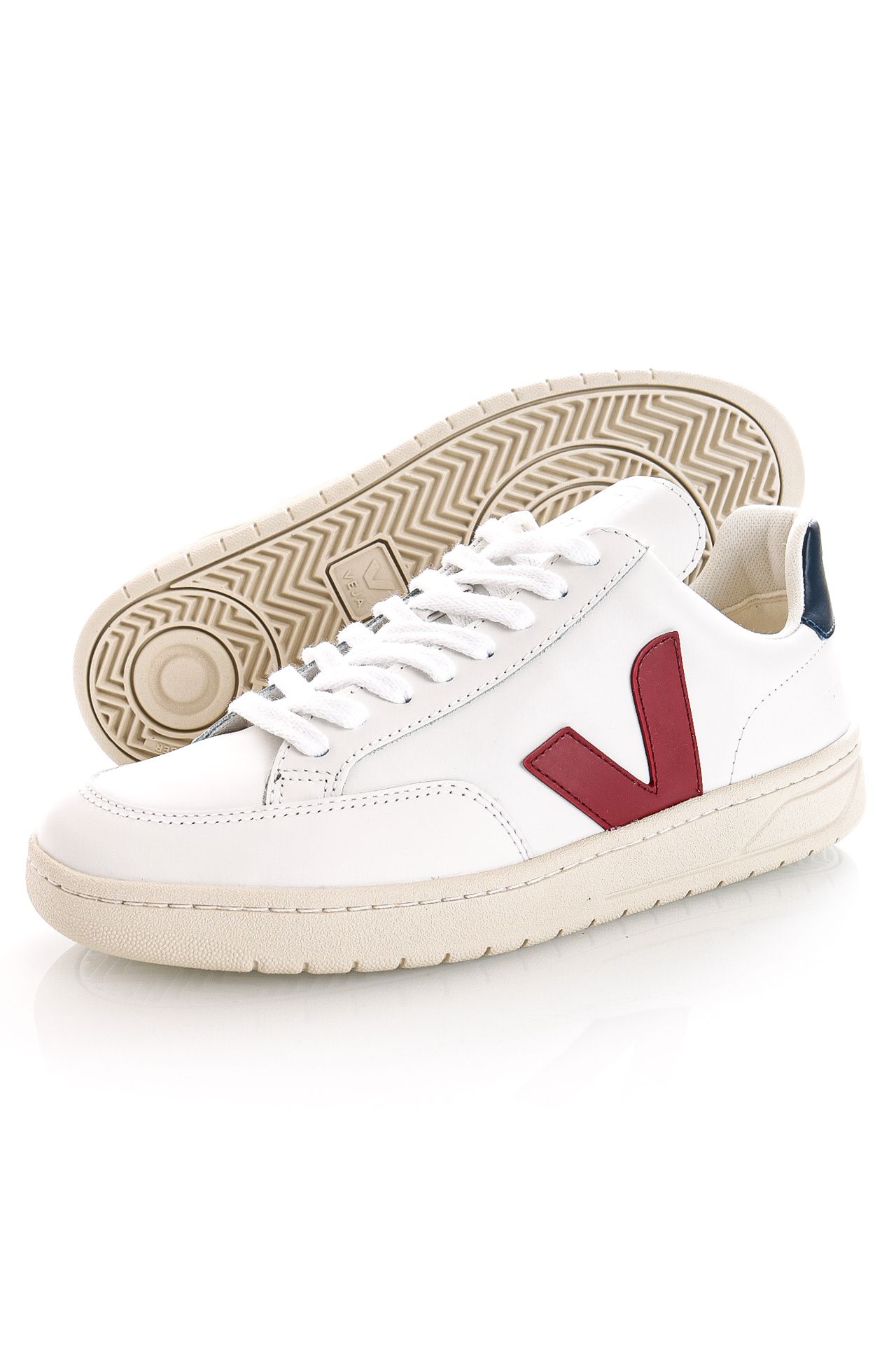 Afbeelding van Veja Sneakers V-12 LEATHER EXTRA-WHITE MARSALA XD0201955B