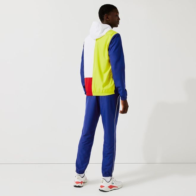 Afbeelding van Lacoste Sport Trainingspak Block White Blue Yellow