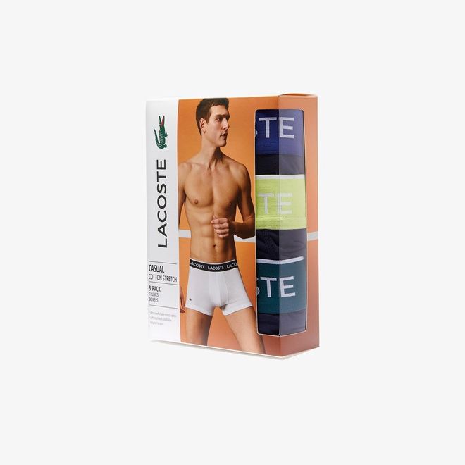 Afbeelding van Lacoste Set van 3 korte zwarte boxers Navy