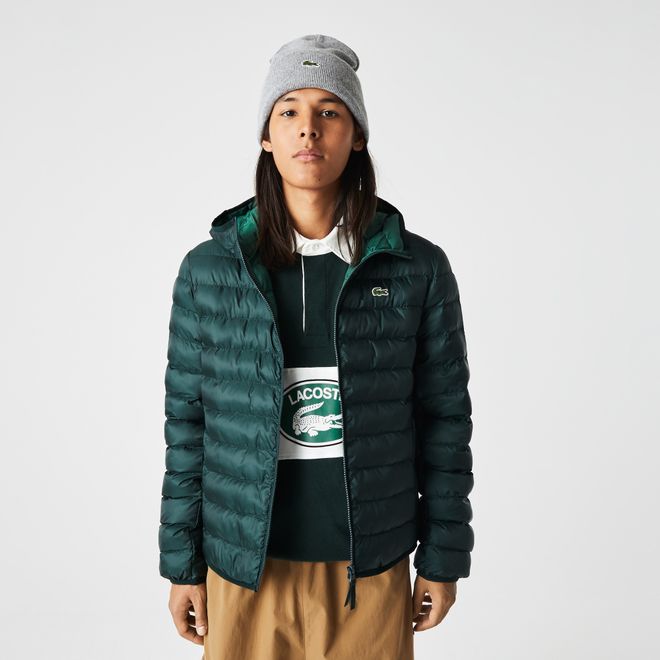 Afbeelding van Lacoste kort jack heren gewatteerd met capuchon Groen