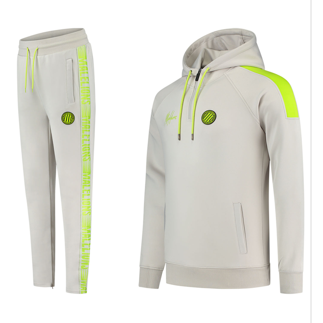 Afbeelding van Malelions Sport Striker Hoodie Set Grey Lime