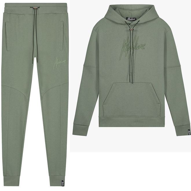 Afbeelding van Malelions Men Essentials Hoodie Set Dark Sage