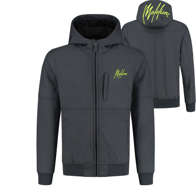 Afbeelding van Malelions Softshel Jack Matt Grey Yellow