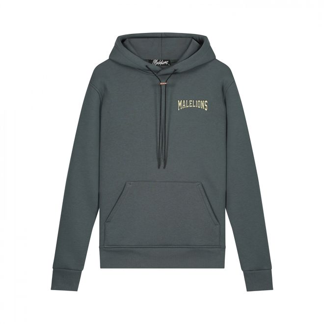Afbeelding van Malelions Men Varsity Hoodie Set Dark Slate Lime