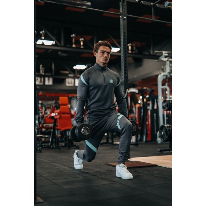 Afbeelding van Malelions Sport Pre-Match Quarterzip Tracksuit Antraciet Mint