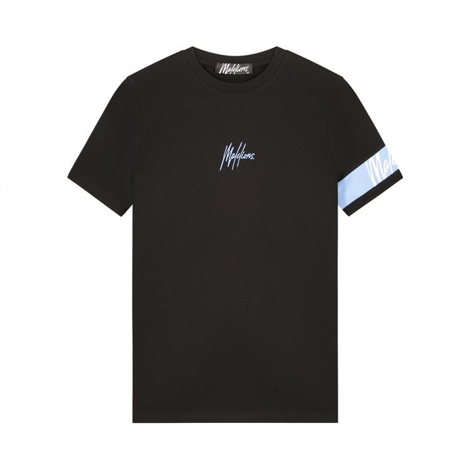 Afbeelding van Malelions Men Captain T-Shirt + Short Set Black/Vista Blue