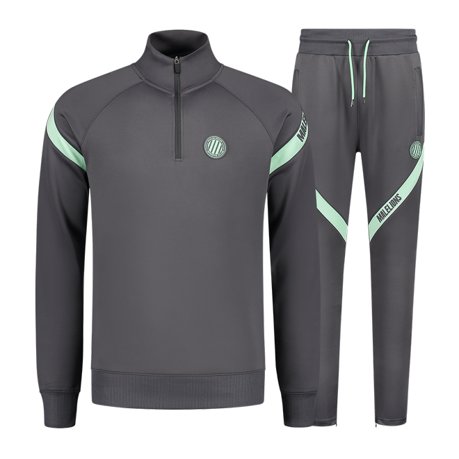 Afbeelding van Malelions Sport Pre-Match Quarterzip Tracksuit Antraciet Mint