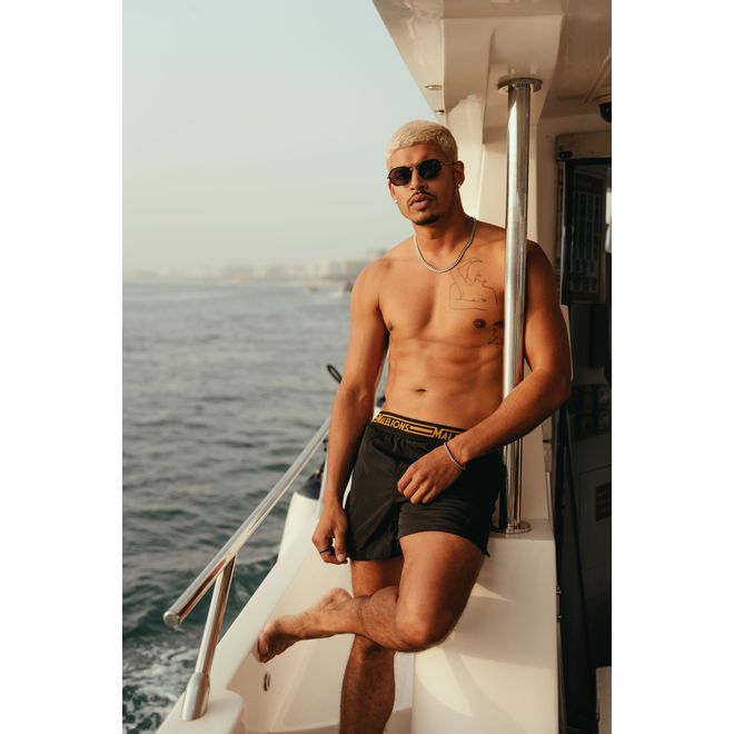Afbeelding van Malelions Men Venetian T-Shirt + Short Set Black Gold